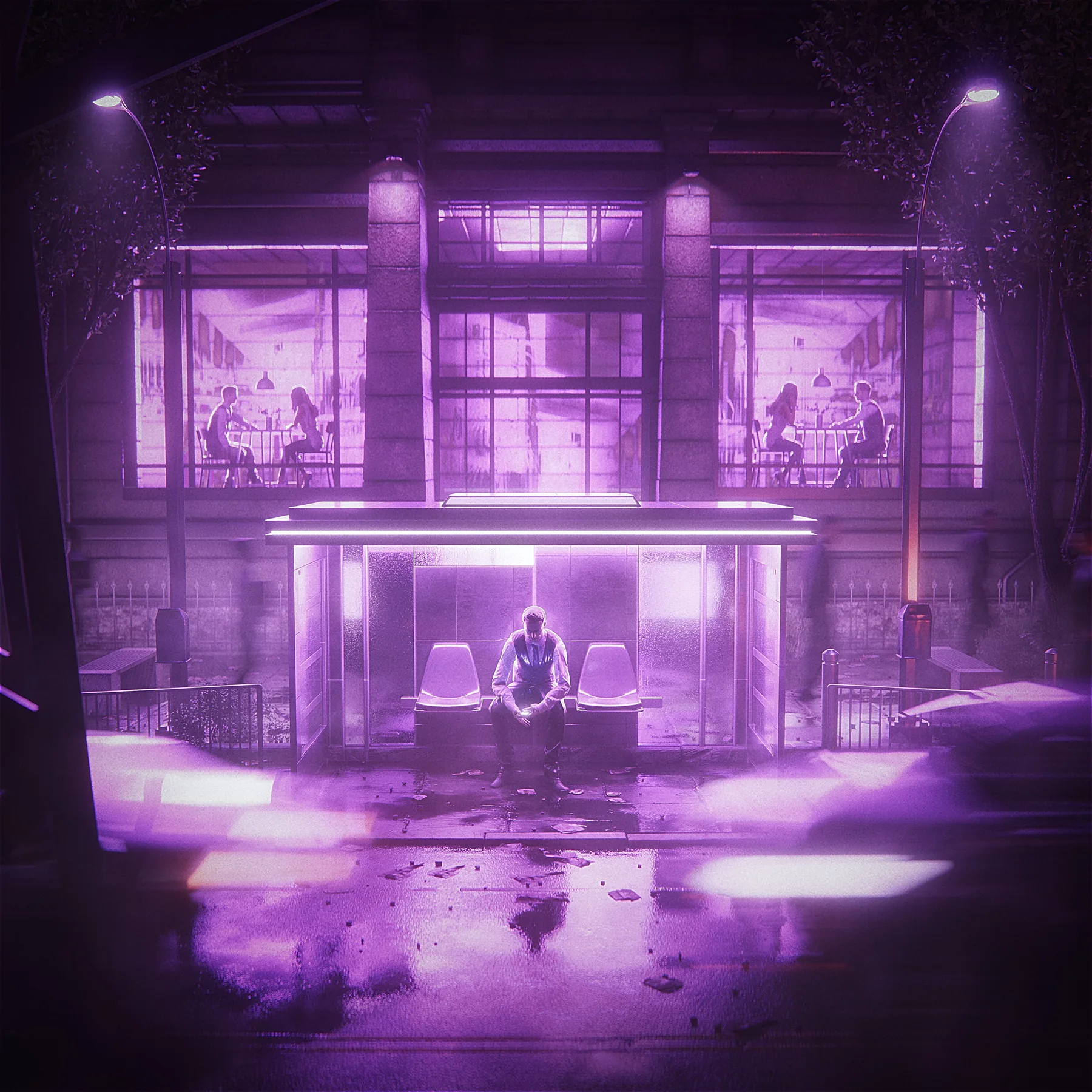 Date Night, CG artwork by Retric Dreams. One night, waiting outside.
