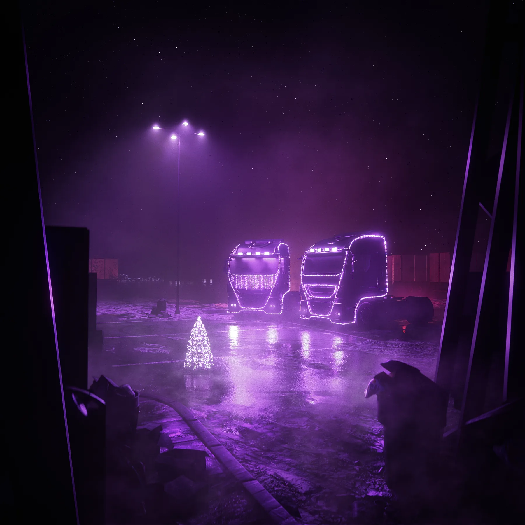 Outpost, CG artwork by Retric Dreams. One night, a distant place, together.