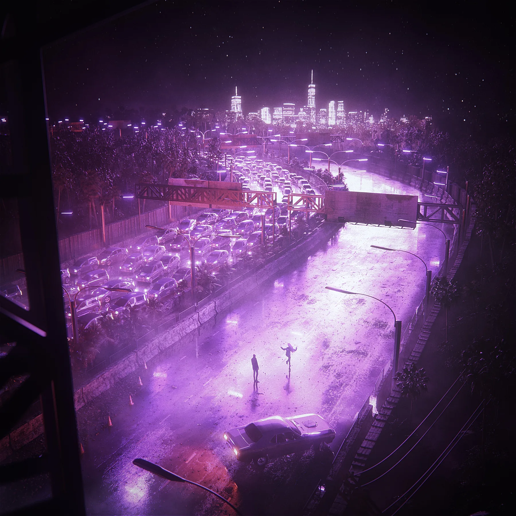 Upstream, CG animated loop by Retric Dreams. One night, a different direction.
